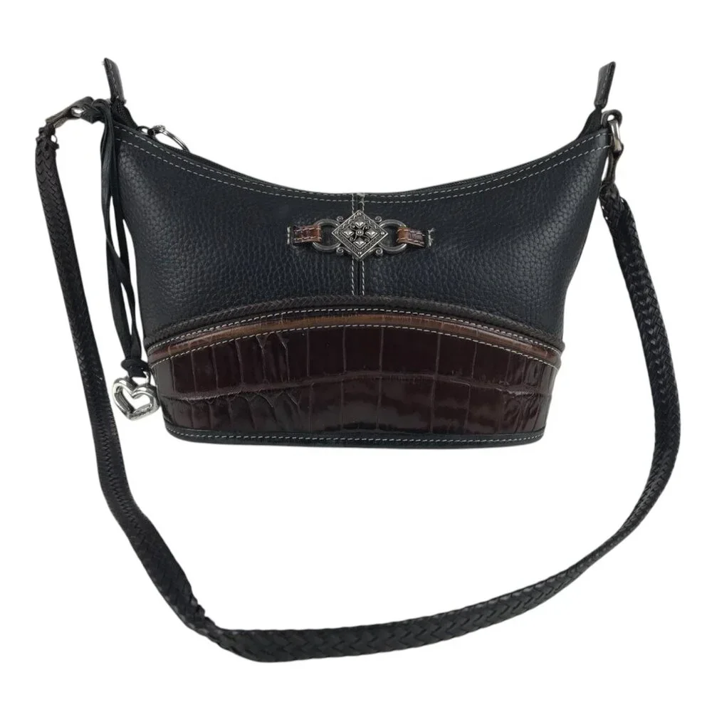 Brighton Handbag D298323 Womens Tasseled Shoulder Strap‎ Lined  Black/Brown
